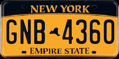 NY license plate GNB4360