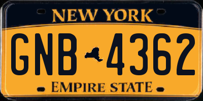 NY license plate GNB4362
