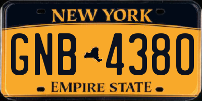 NY license plate GNB4380