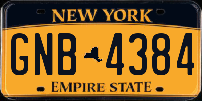 NY license plate GNB4384
