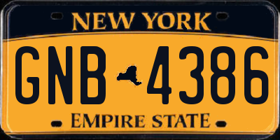 NY license plate GNB4386