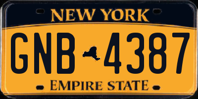NY license plate GNB4387