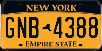 NY license plate GNB4388