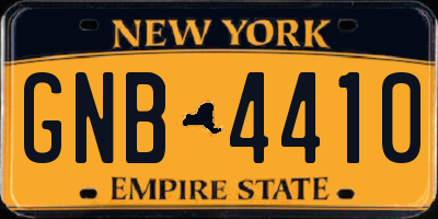 NY license plate GNB4410