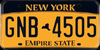 NY license plate GNB4505