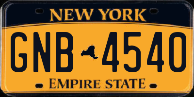 NY license plate GNB4540