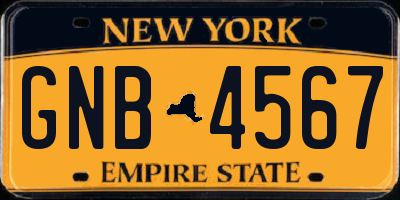 NY license plate GNB4567