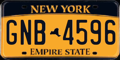 NY license plate GNB4596