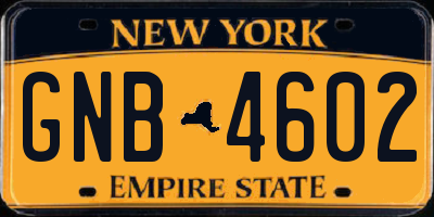 NY license plate GNB4602
