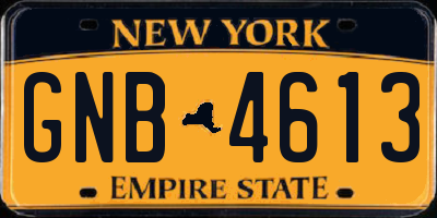 NY license plate GNB4613
