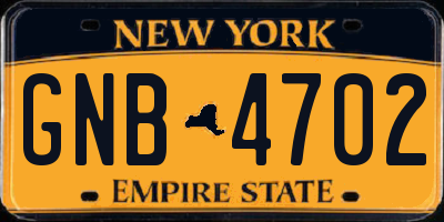 NY license plate GNB4702