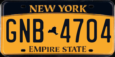 NY license plate GNB4704