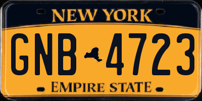 NY license plate GNB4723