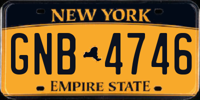 NY license plate GNB4746