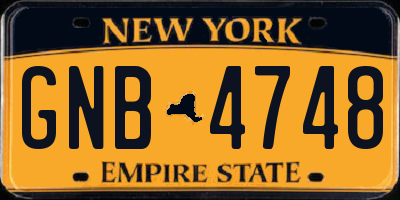 NY license plate GNB4748