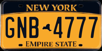 NY license plate GNB4777