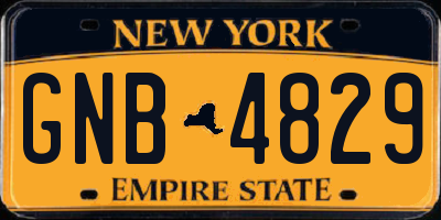 NY license plate GNB4829