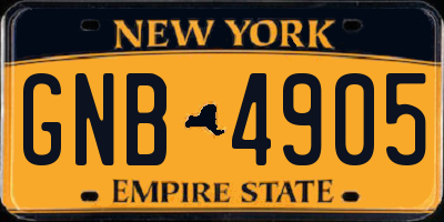 NY license plate GNB4905