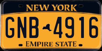 NY license plate GNB4916