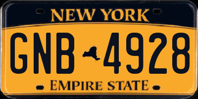 NY license plate GNB4928
