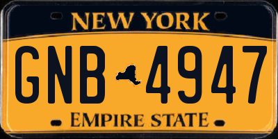 NY license plate GNB4947