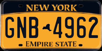 NY license plate GNB4962