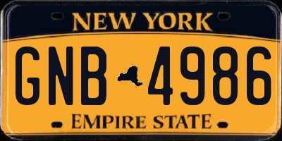 NY license plate GNB4986