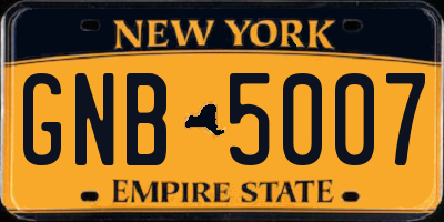 NY license plate GNB5007