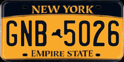 NY license plate GNB5026