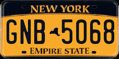 NY license plate GNB5068