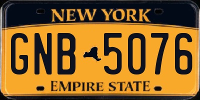 NY license plate GNB5076