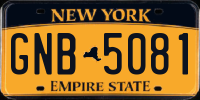 NY license plate GNB5081