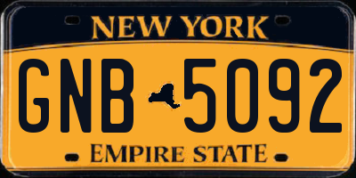 NY license plate GNB5092