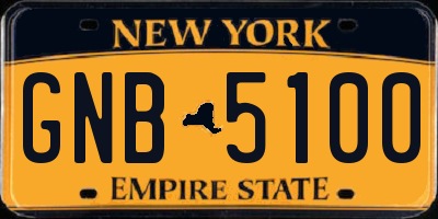 NY license plate GNB5100