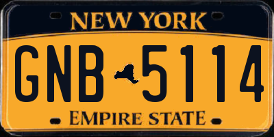 NY license plate GNB5114