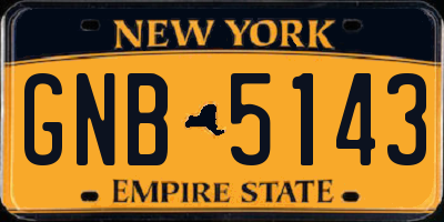 NY license plate GNB5143