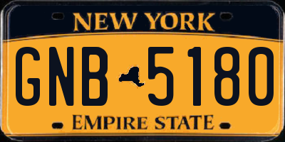 NY license plate GNB5180