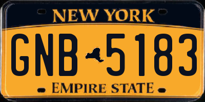 NY license plate GNB5183