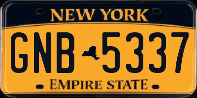NY license plate GNB5337