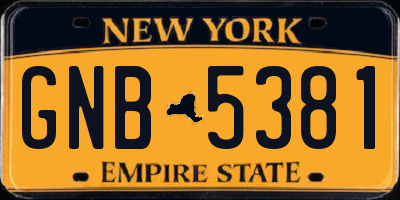 NY license plate GNB5381