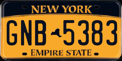 NY license plate GNB5383