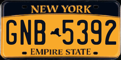 NY license plate GNB5392