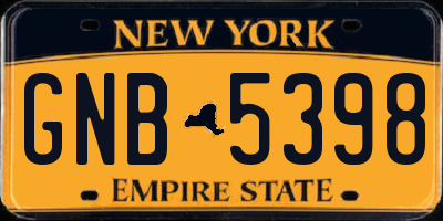NY license plate GNB5398