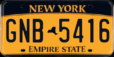 NY license plate GNB5416