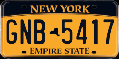 NY license plate GNB5417