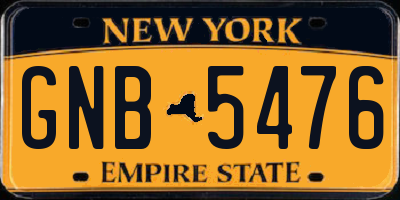 NY license plate GNB5476