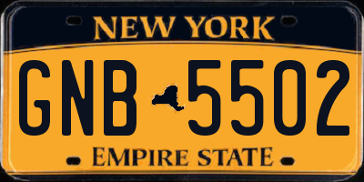 NY license plate GNB5502
