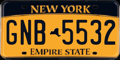 NY license plate GNB5532