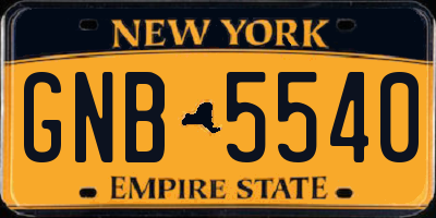 NY license plate GNB5540
