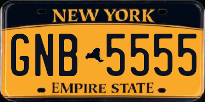 NY license plate GNB5555